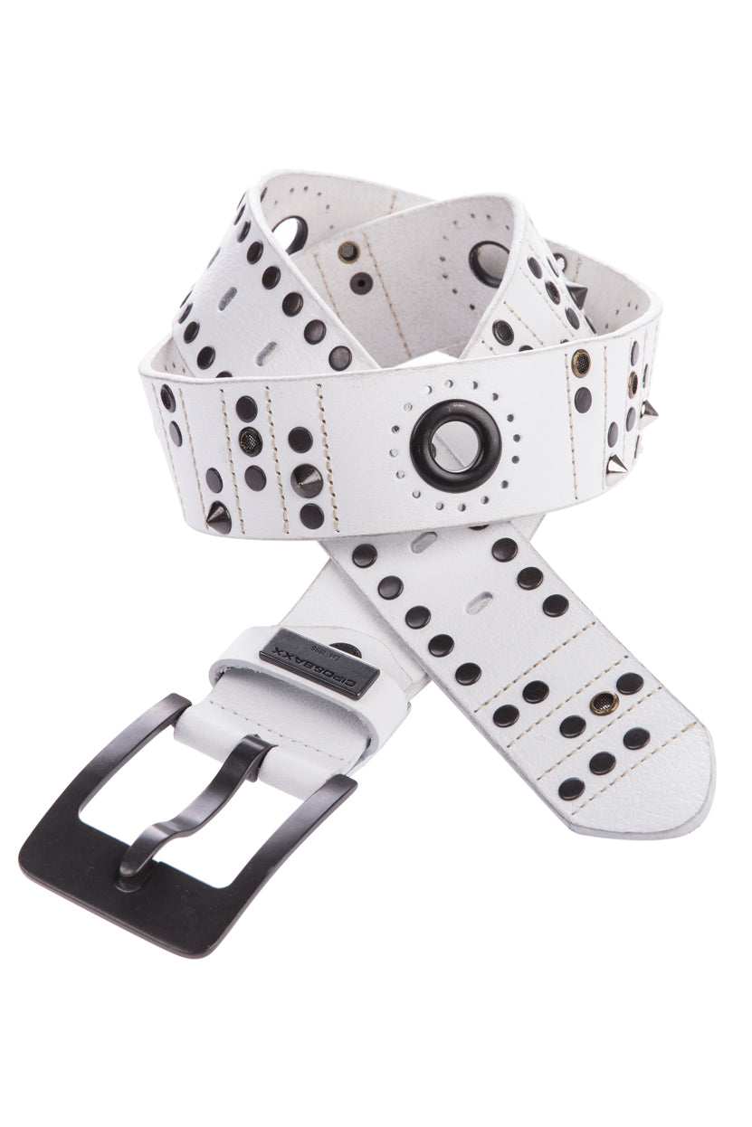 CG162 pasek męski z metalowymi ozdobami