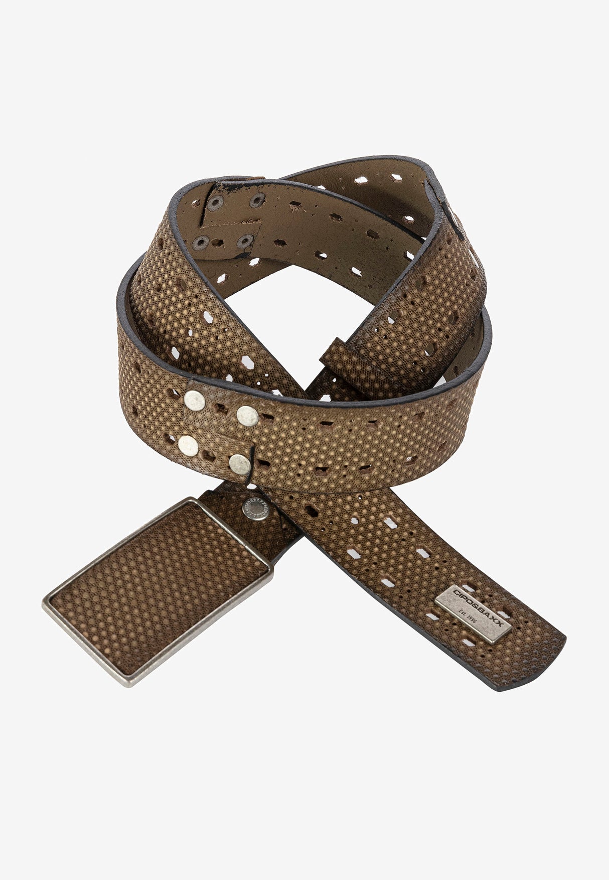 CG174 men's leather belts in futuristic optics