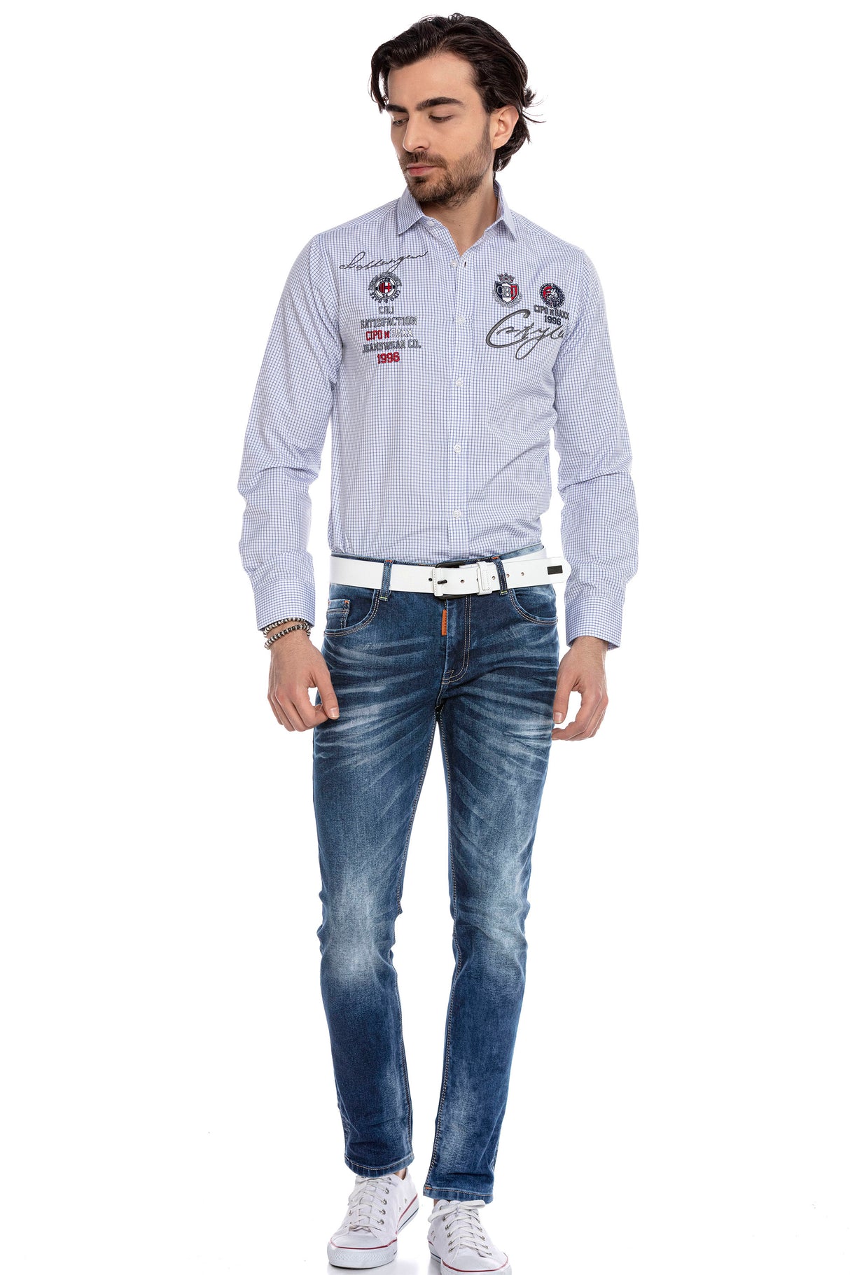 CH185 koszula męska z aplikacjami