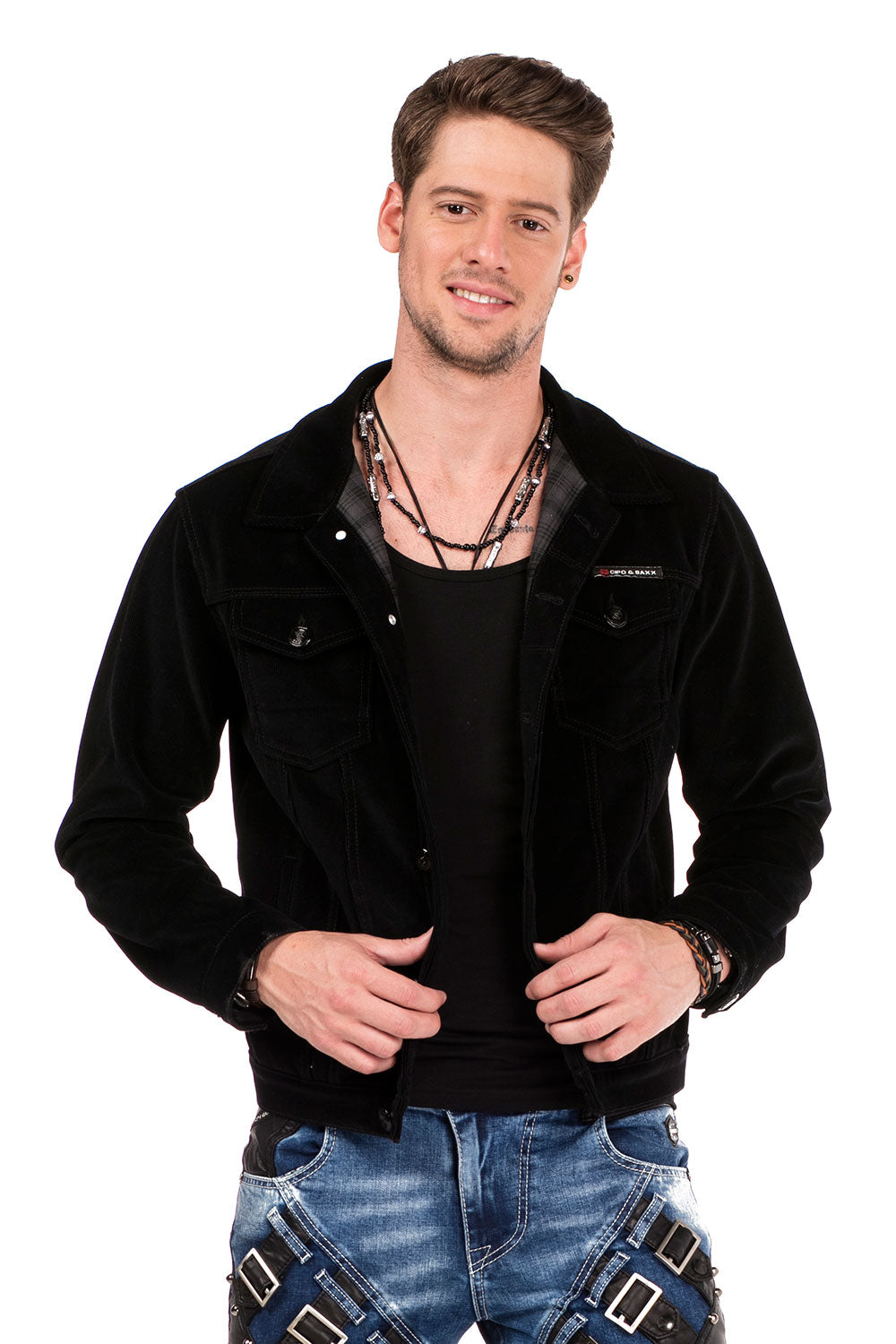 CJ226 Veste noir pour hommes