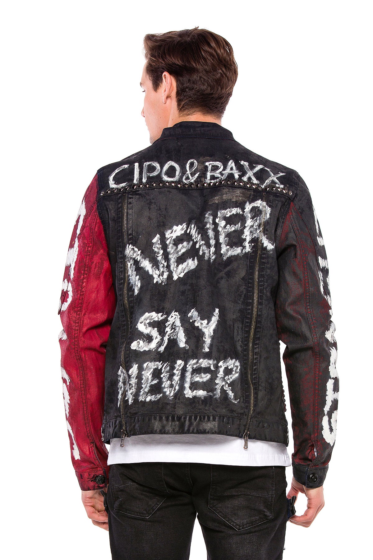 CJ248 kurtka męska jeansowa z farbą