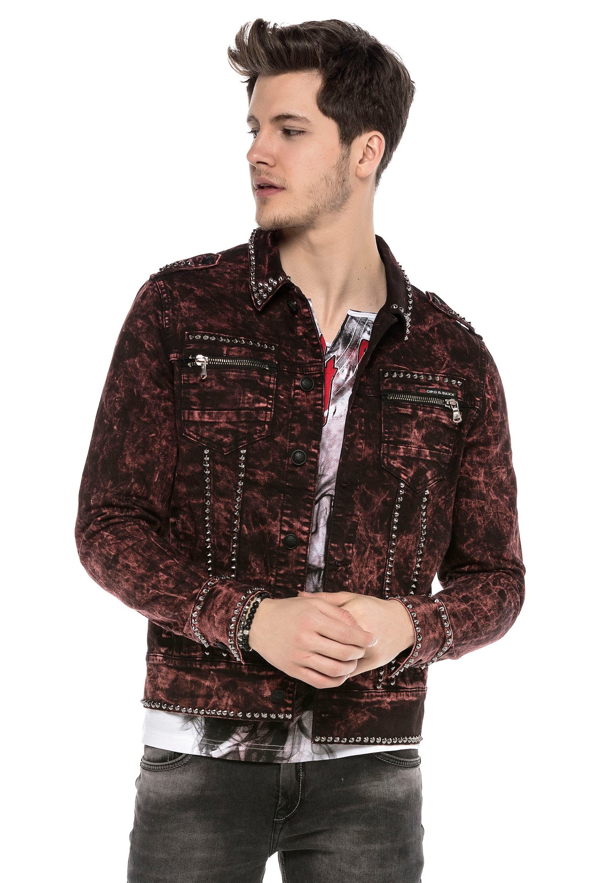 CJ251 kurtka męska burgundowa