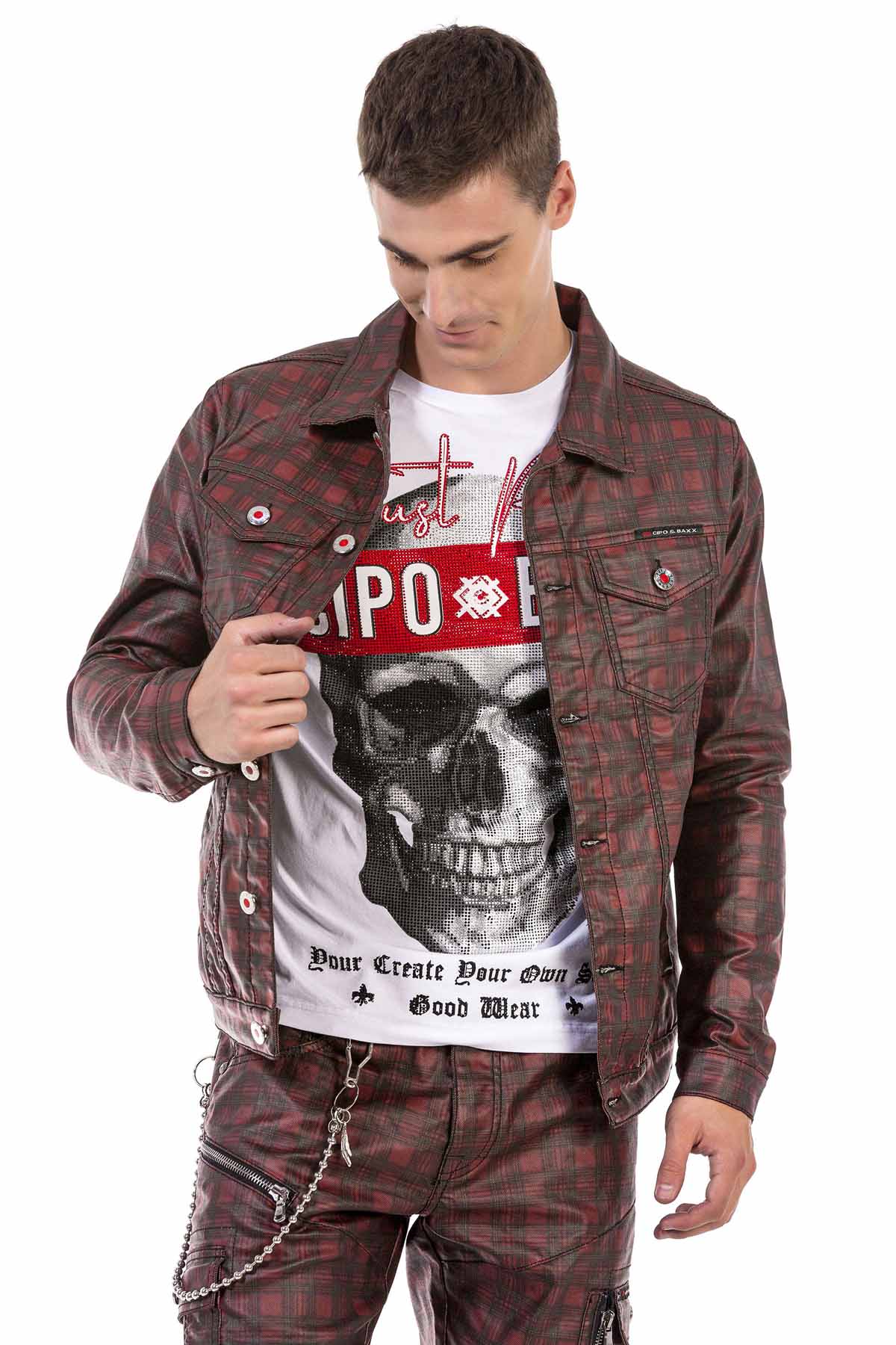 CJ277 kurtka męska w kratę