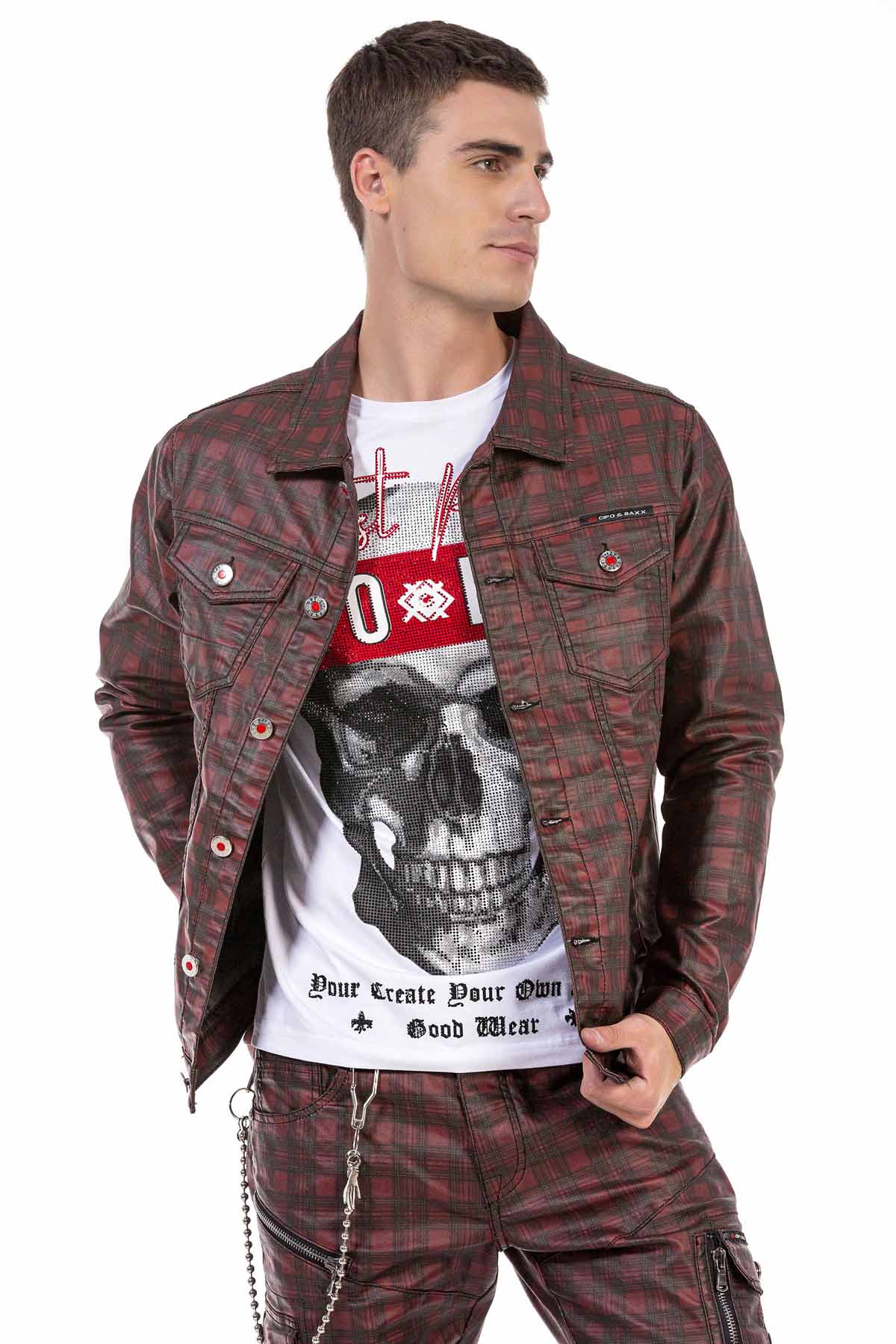 CJ277 kurtka męska w kratę