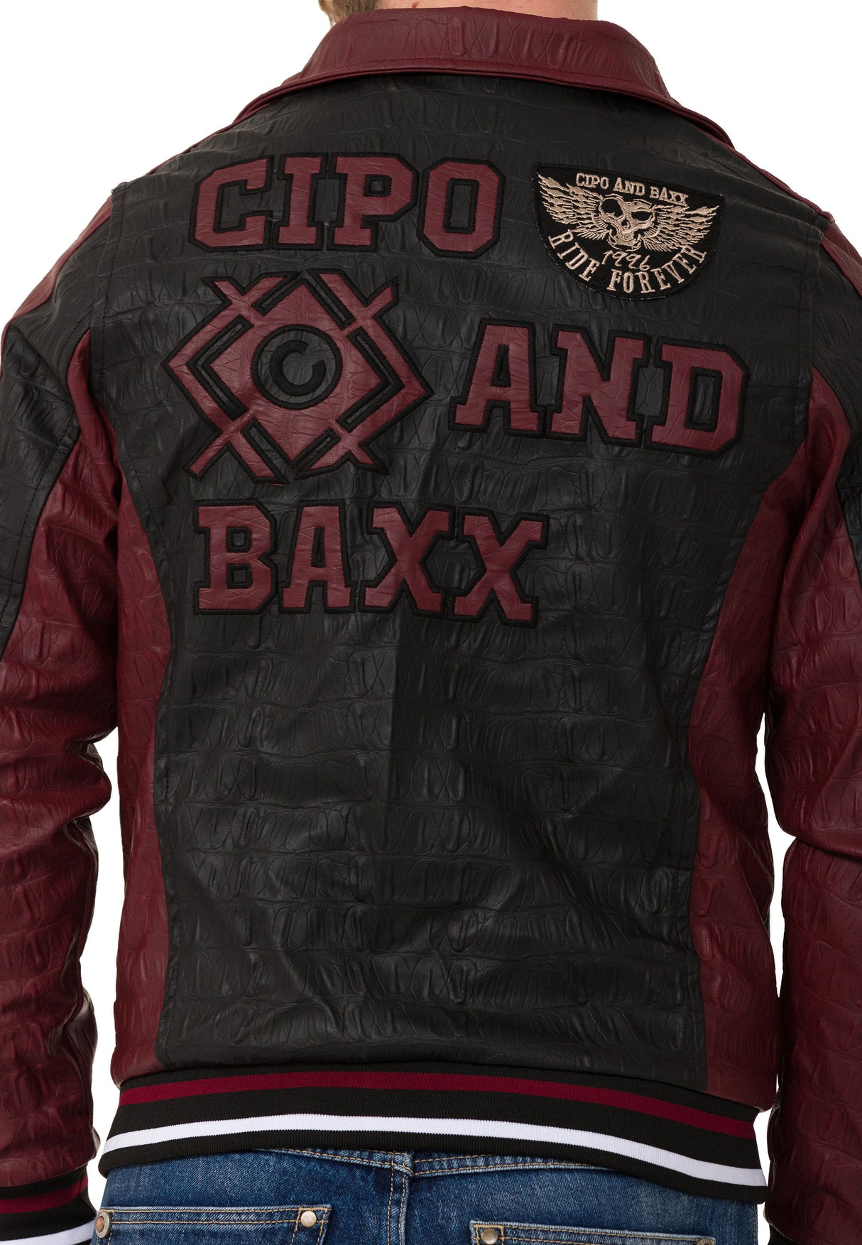 CJ284 kurtka męska ze sztucznej skóry z kapturem