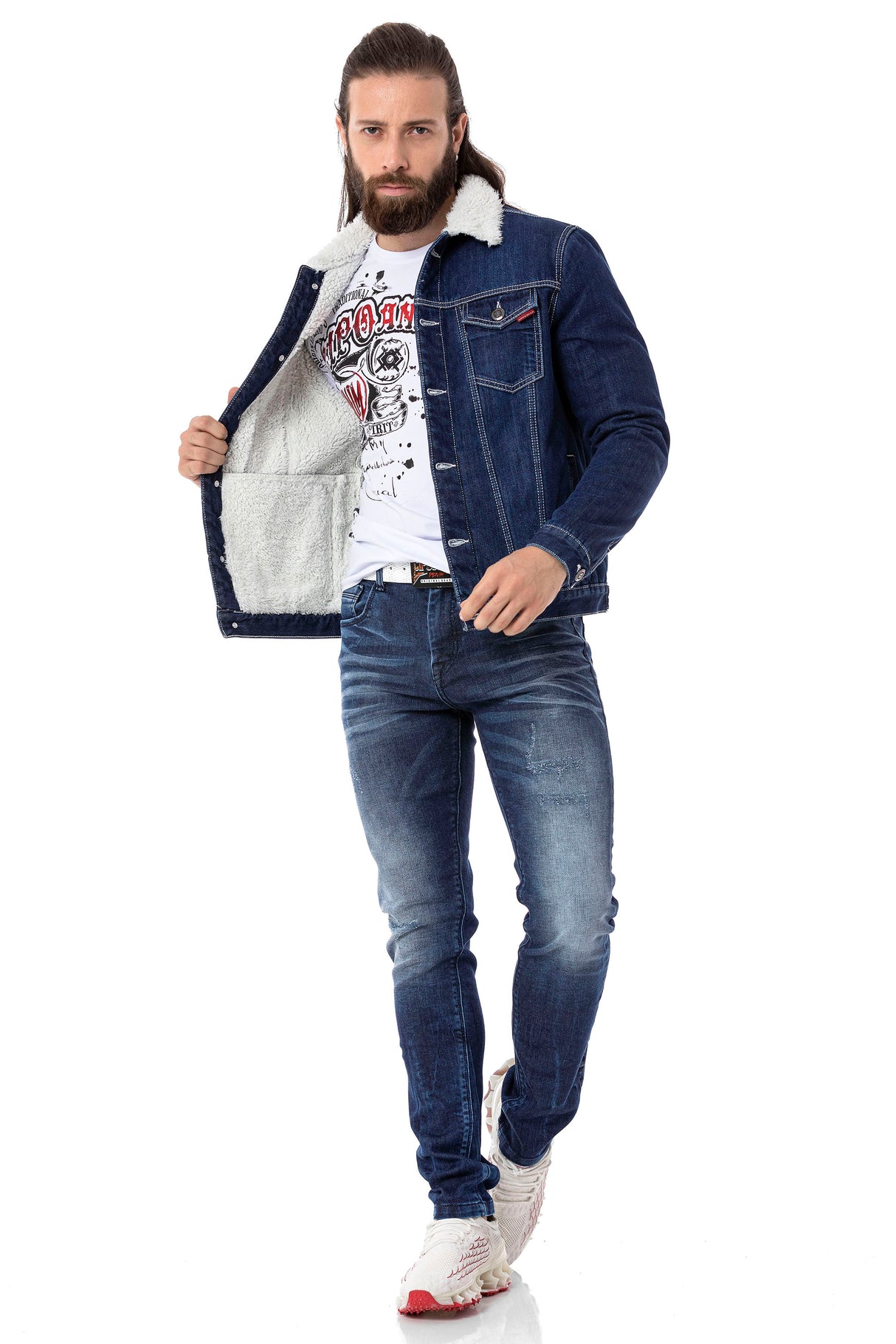 CJ294 kurtka męska z ocieplanym kołnierzem