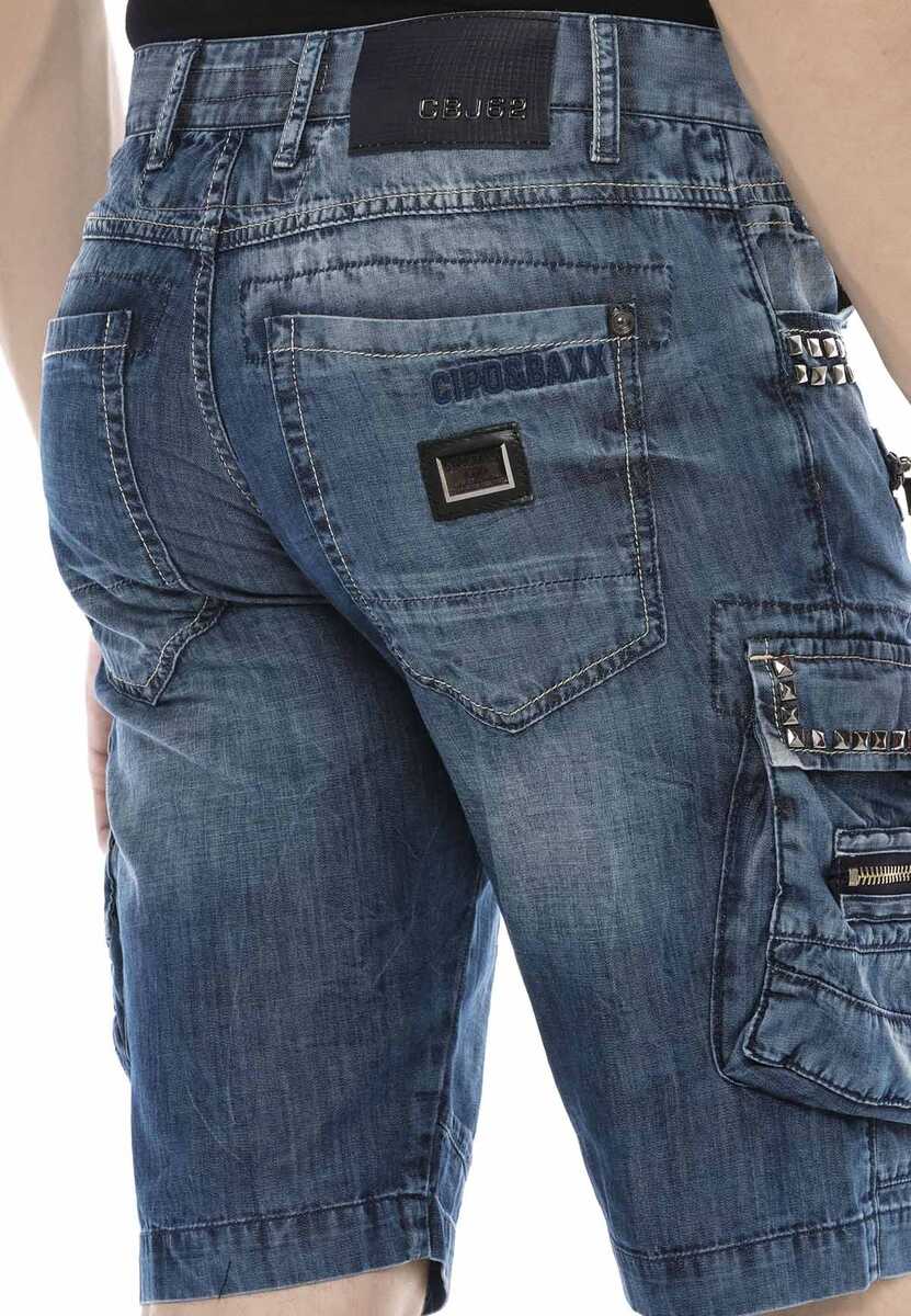 CK203 szorty męskie capri z nitami i kieszeniami cargo
