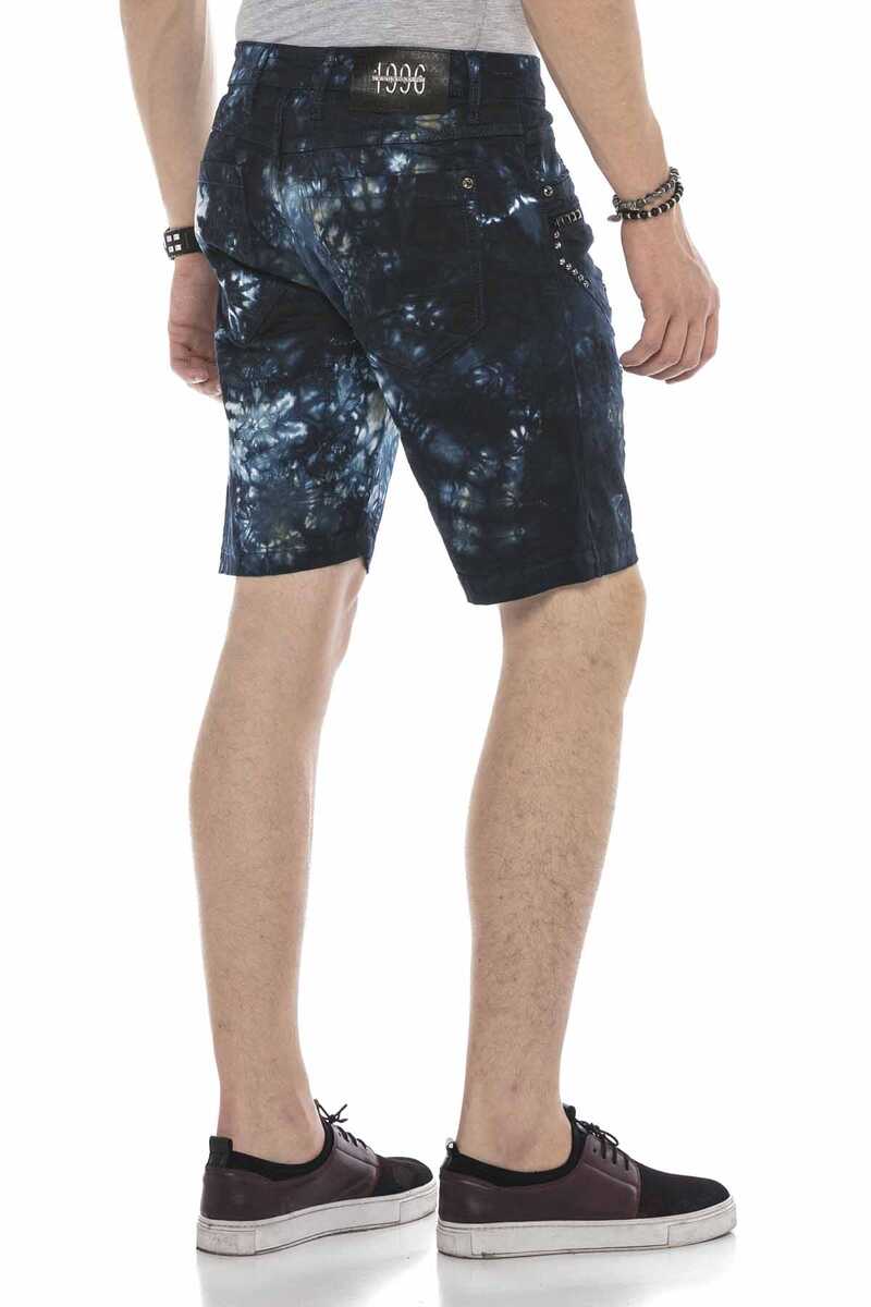 CK205 Short en jean capri pour hommes avec effets détruits et rivets