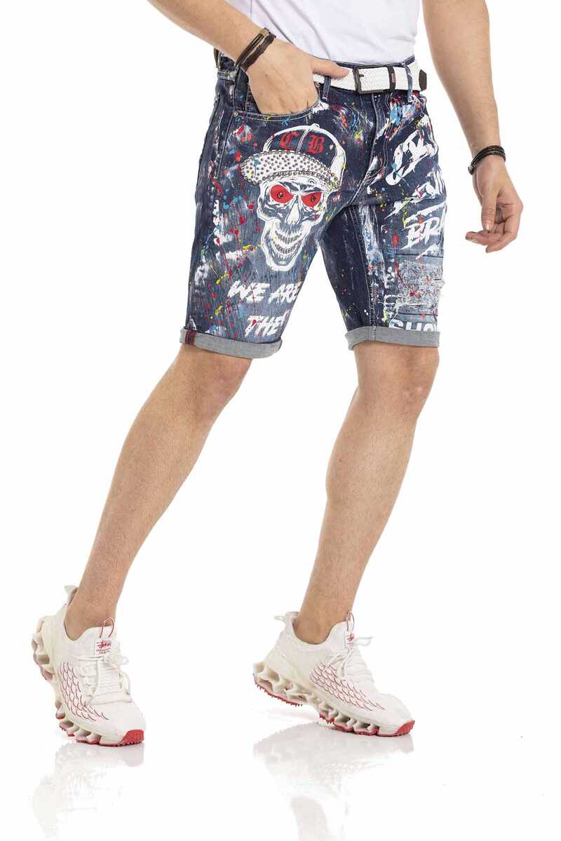CK255 Men Capri Shorts avec un motif de crâne frappant