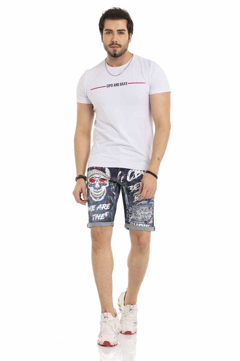 CK255 Men Capri Shorts avec un motif de crâne frappant