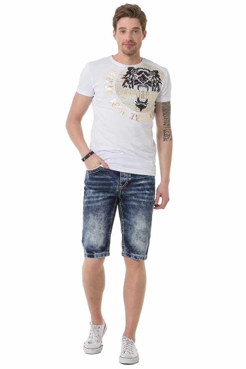 CK268 Men Capri Shorts avec coutures de contraste