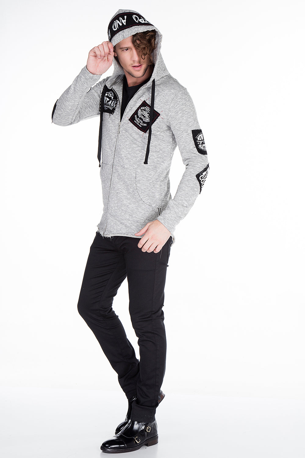CL240 men's sweat jacket with cool embroidery
