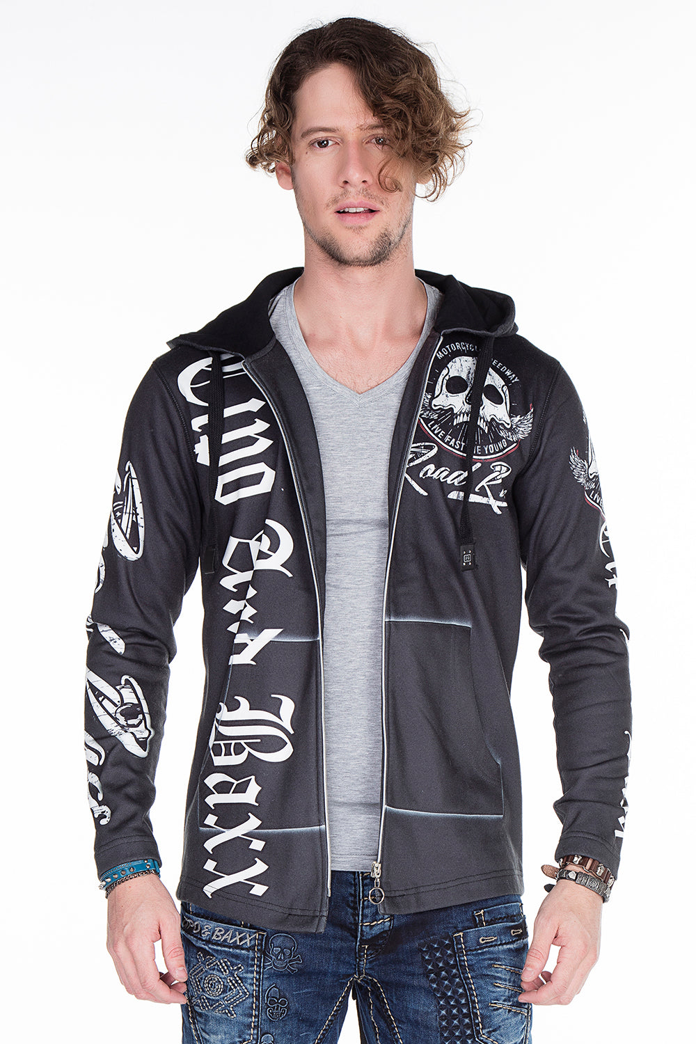 CL256 Chaqueta de sudor para hombres con estampados fríos