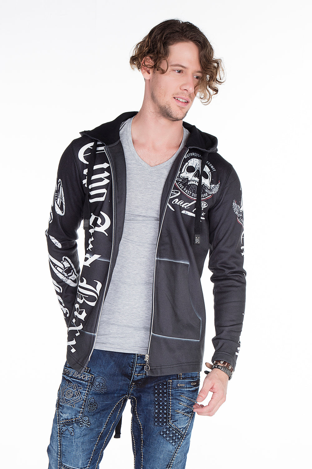 CL256 Chaqueta de sudor para hombres con estampados fríos