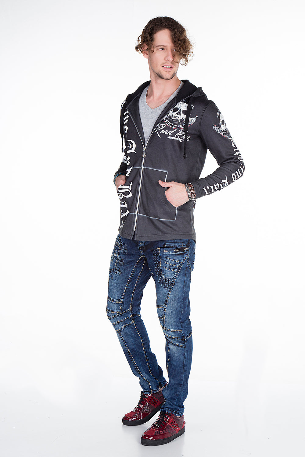 CL256 Chaqueta de sudor para hombres con estampados fríos