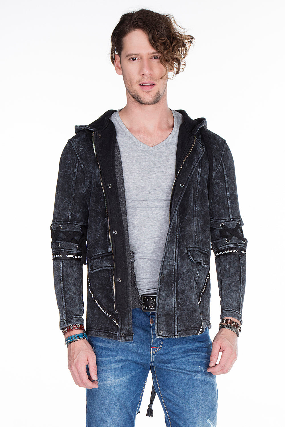 CL257 Felpa uomo con cappuccio