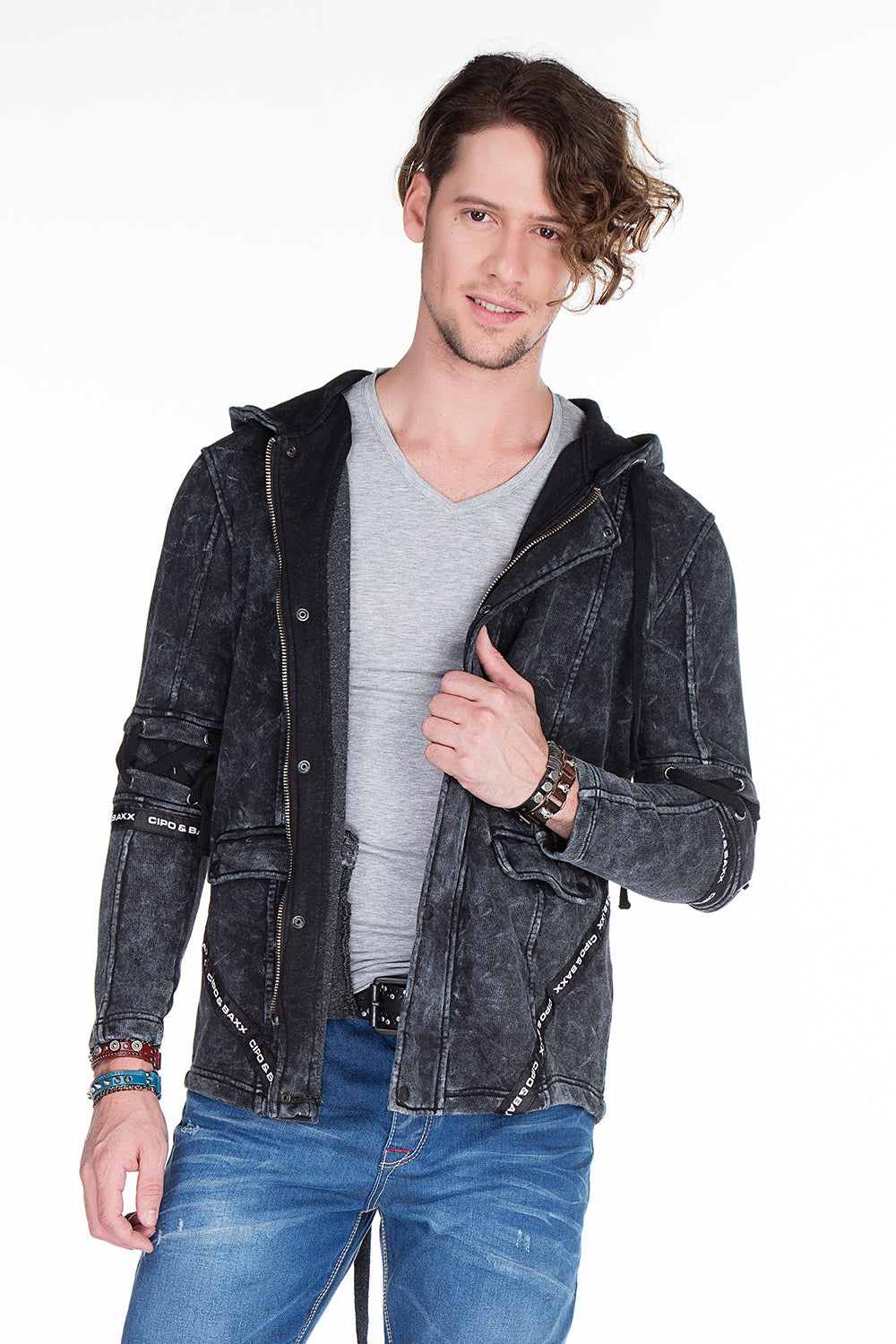 CL257 Felpa uomo con cappuccio