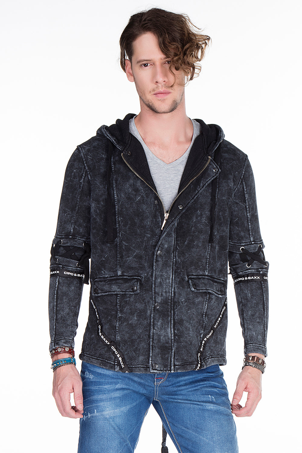 CL257 Felpa uomo con cappuccio