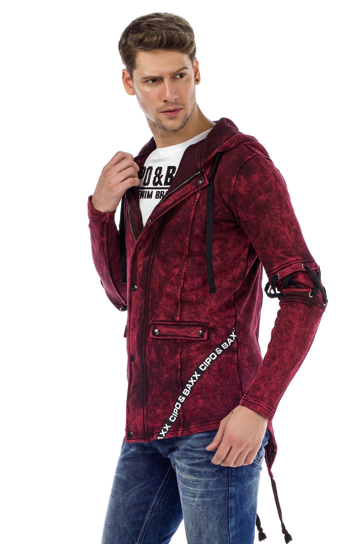 CL257 bluza męska rozpinana z ozdobnymi rękawami