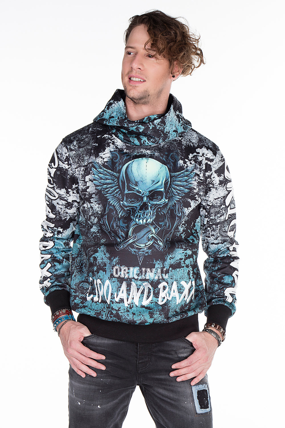 CL271 męska bluza z kapturem i nadrukiem