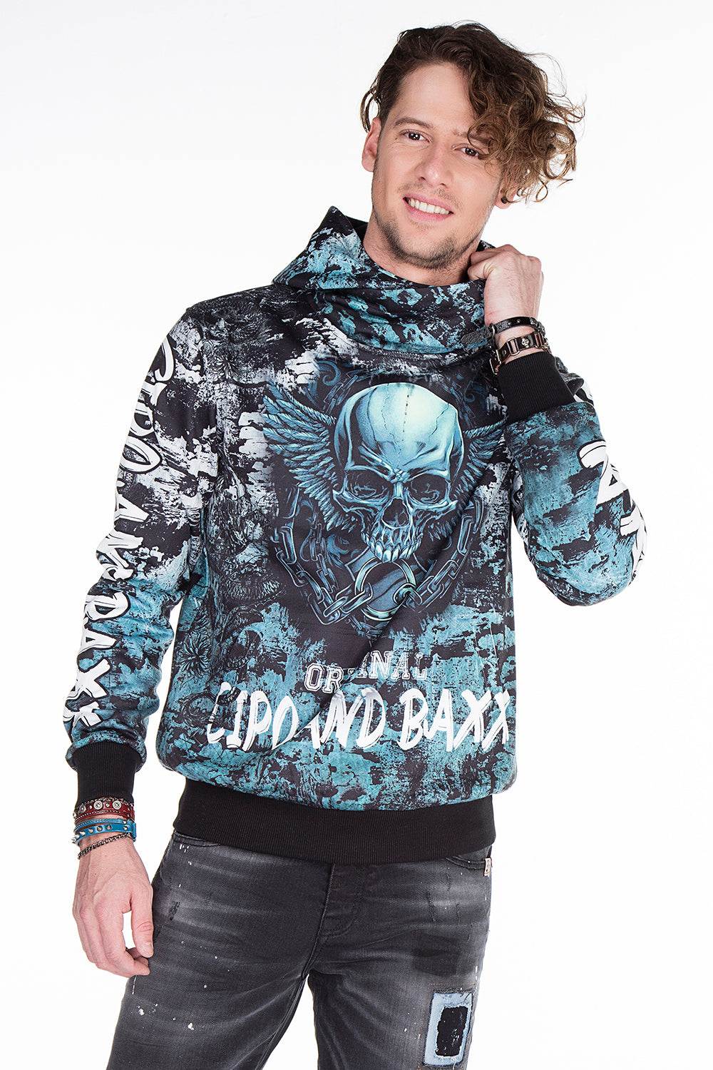 CL271 męska bluza z kapturem i nadrukiem