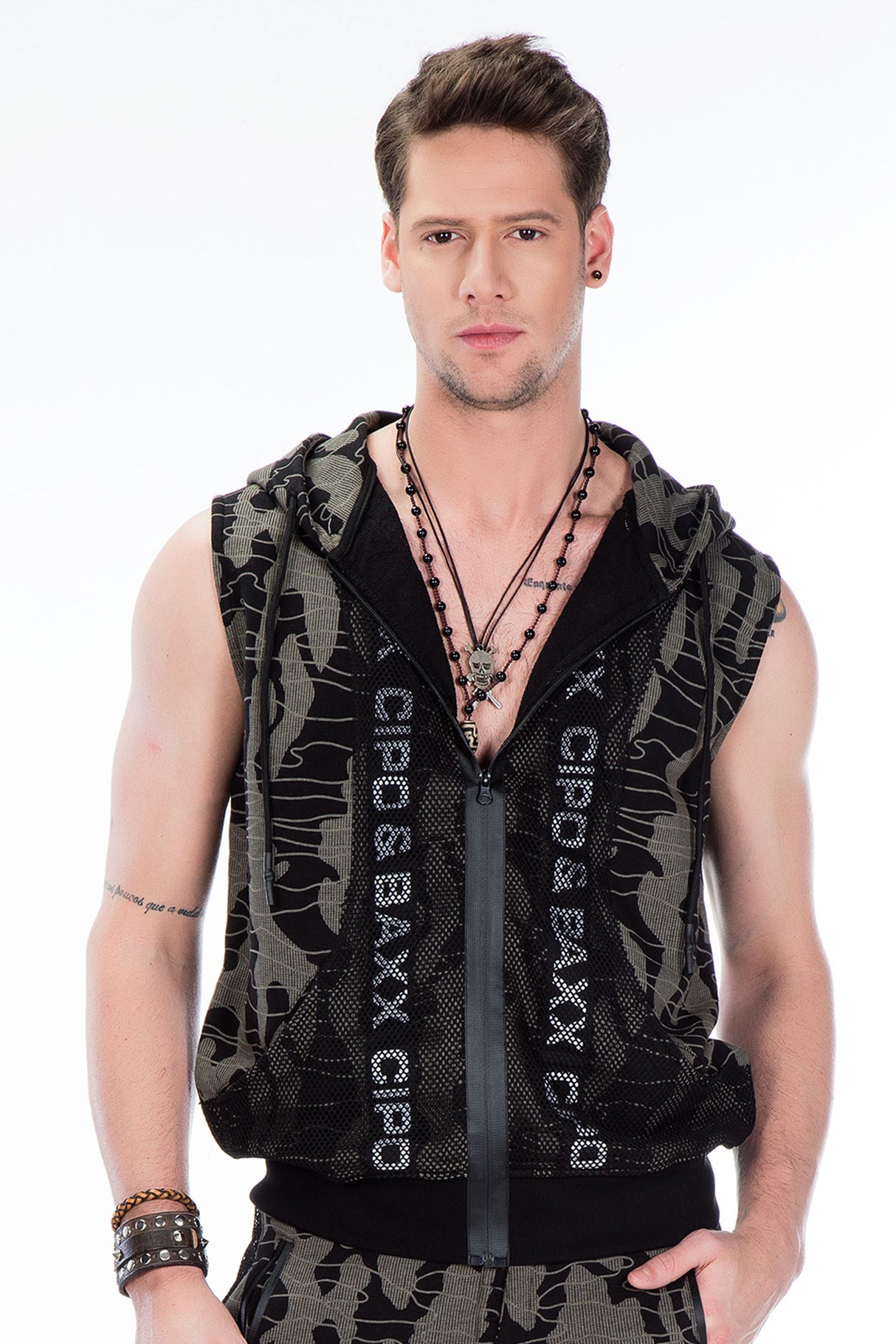 CL297 bezrękawnik męski bluzowy z kapturem