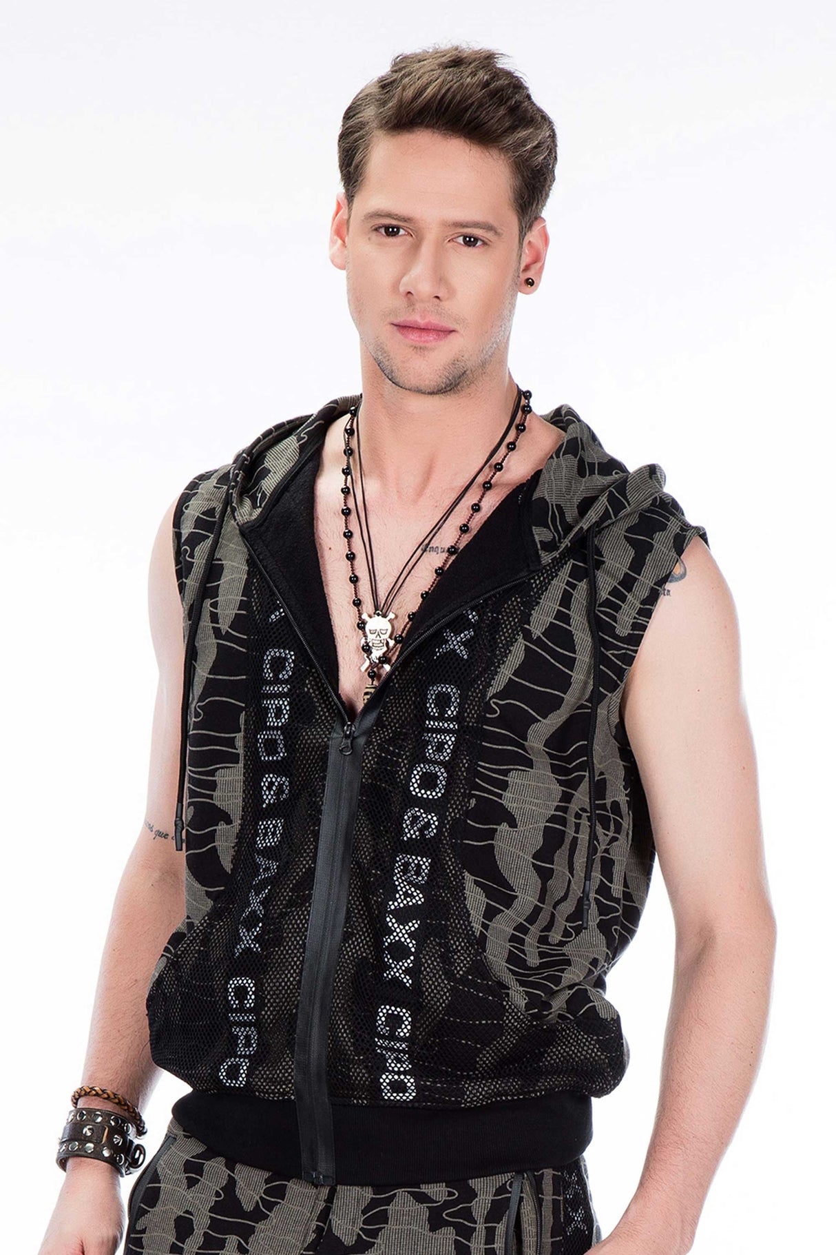 CL297 bezrękawnik męski bluzowy z kapturem