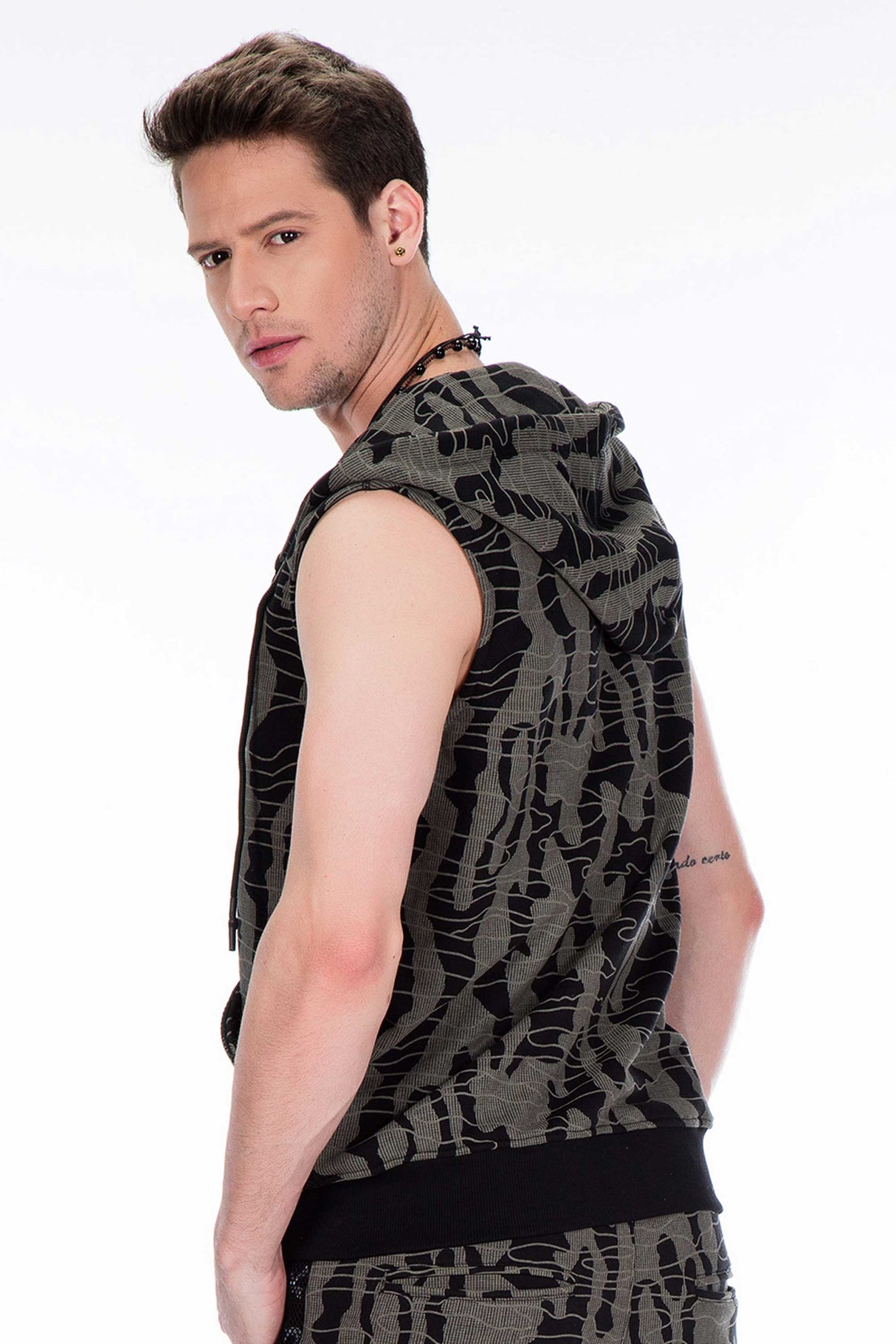 CL297 bezrękawnik męski bluzowy z kapturem