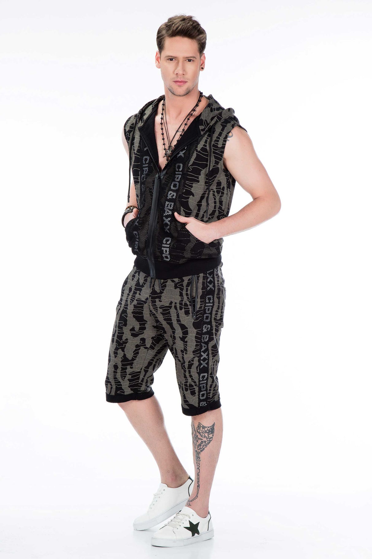 CL297 bezrękawnik męski bluzowy z kapturem