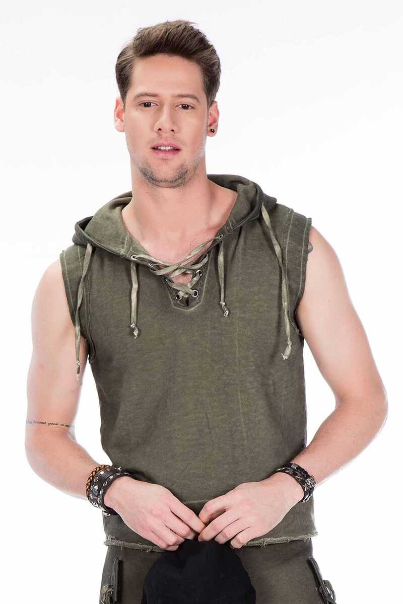 Cl298 Maglia uomo senza maniche con cappuccio