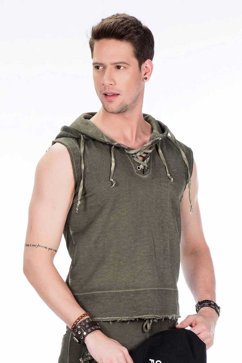 Cl298 Maglia uomo senza maniche con cappuccio