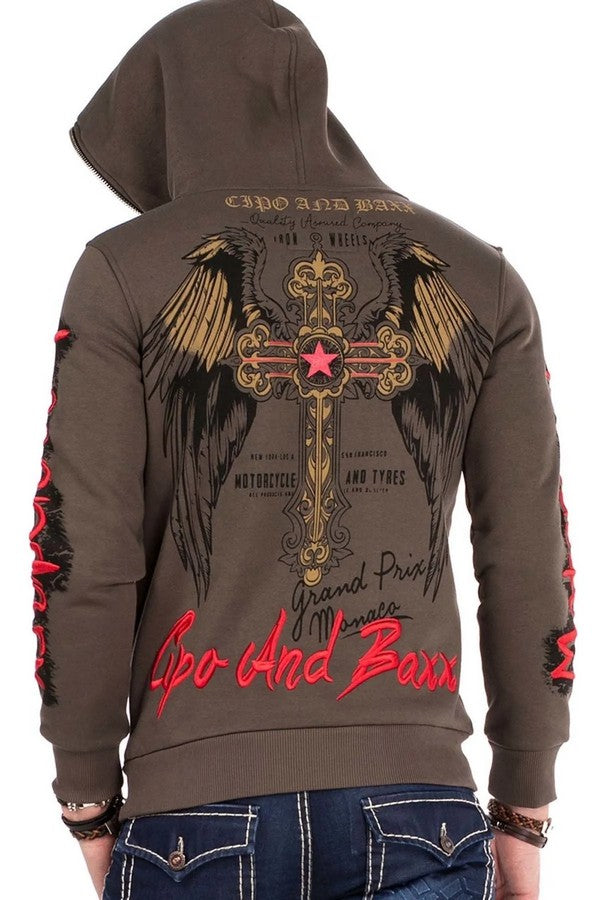 Cl334 Felpa uomo con stampe e ricami alla moda