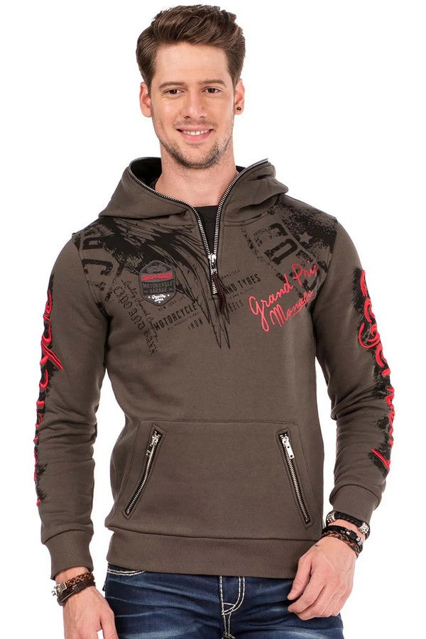 Cl334 Felpa uomo con stampe e ricami alla moda