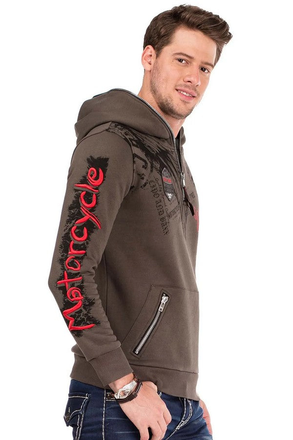 Cl334 Felpa uomo con stampe e ricami alla moda