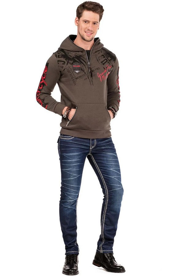 Cl334 Felpa uomo con stampe e ricami alla moda