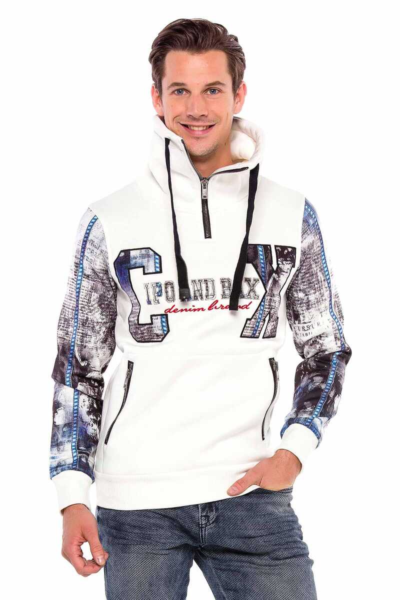 Cl366 Felpa uomo con cappuccio e stampe