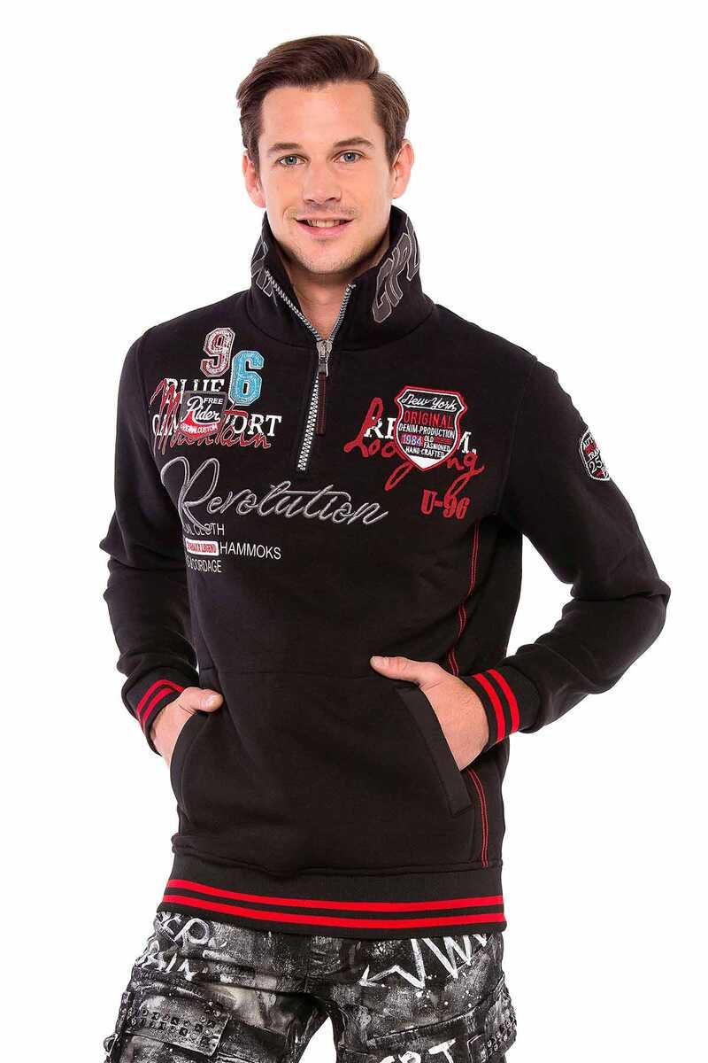 Cl377 Felpa uomo con collo alto