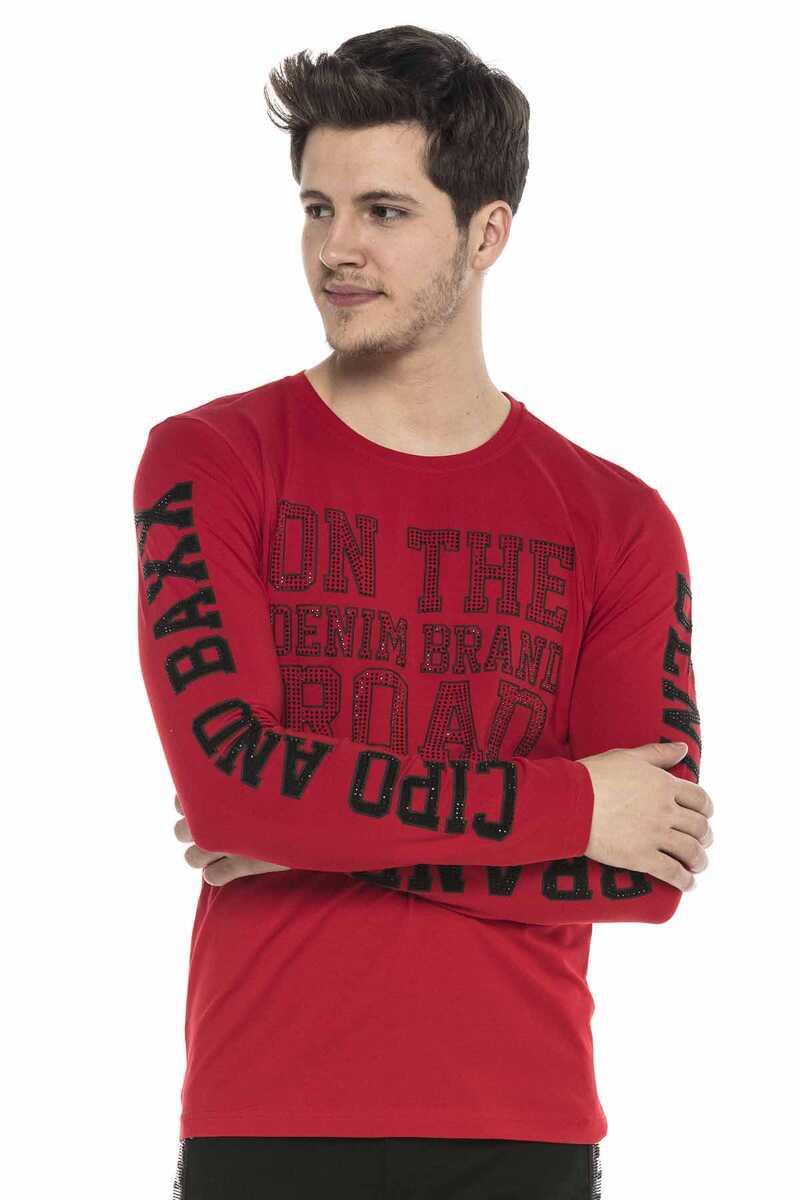 CL379 bluza męska z nadrukiem i kamieniami