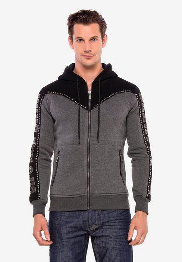 CL381 Herren Sweatjacke mit coolem Nietenbesatz
