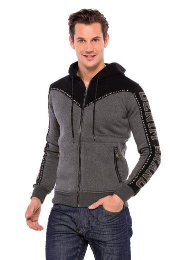 CL381 Herren Sweatjacke mit coolem Nietenbesatz