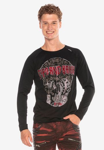 CL395 Herren Langarmshirt mit stylischem Totenkopf-Motiv