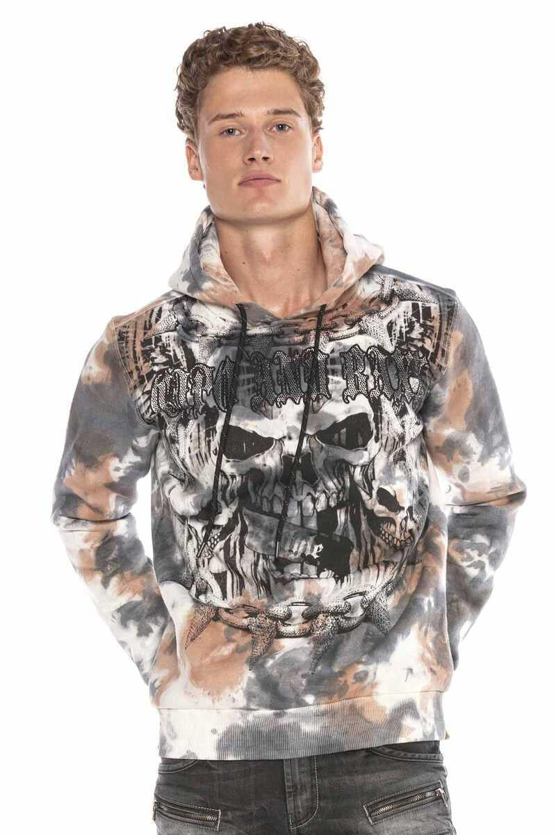 CL405 Sweatshirt à capuche pour homme avec des applications de pierres