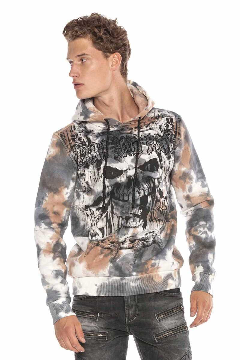CL405 Sweatshirt à capuche pour homme avec des applications de pierres