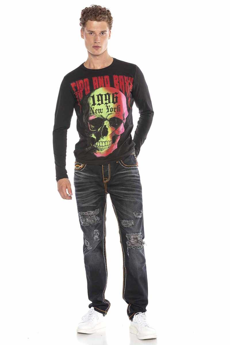 CL406 bluza męska z nadrukiem i kamieniami