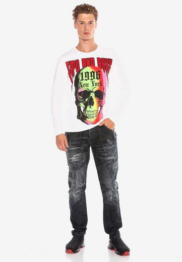 CL406 bluza męska z nadrukiem i kamieniami