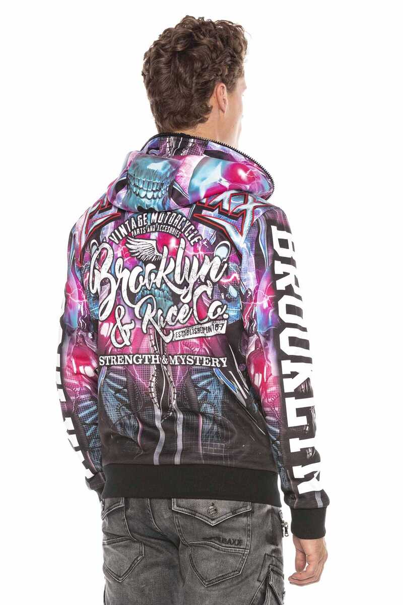 Cl416 Felpa con cappuccio da uomo con accattivante stampa all-over