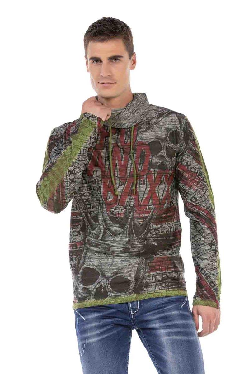 CL468 MANNEN LEG -SLEEVEED SHIRT MET TRENDY SHOUW KRAAK