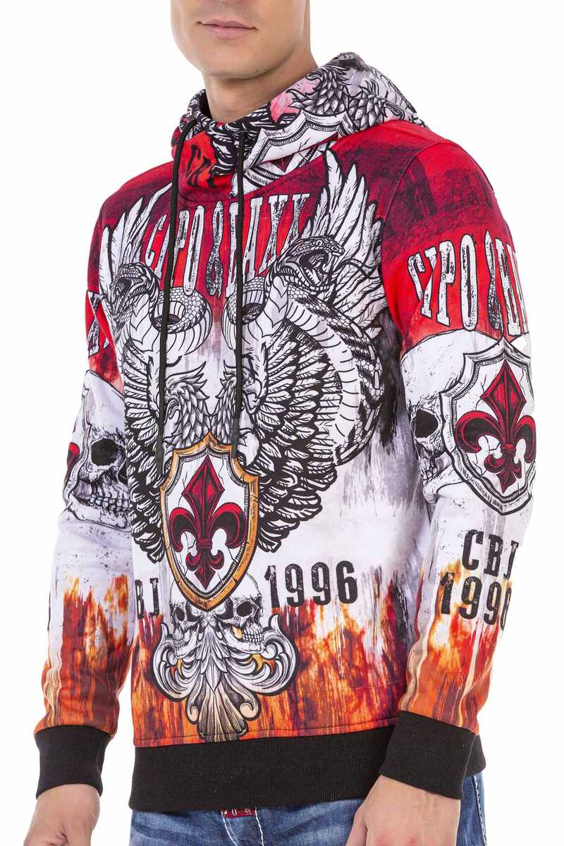 CL469 Herren Kapuzensweatshirt mit coolem Allover-Print