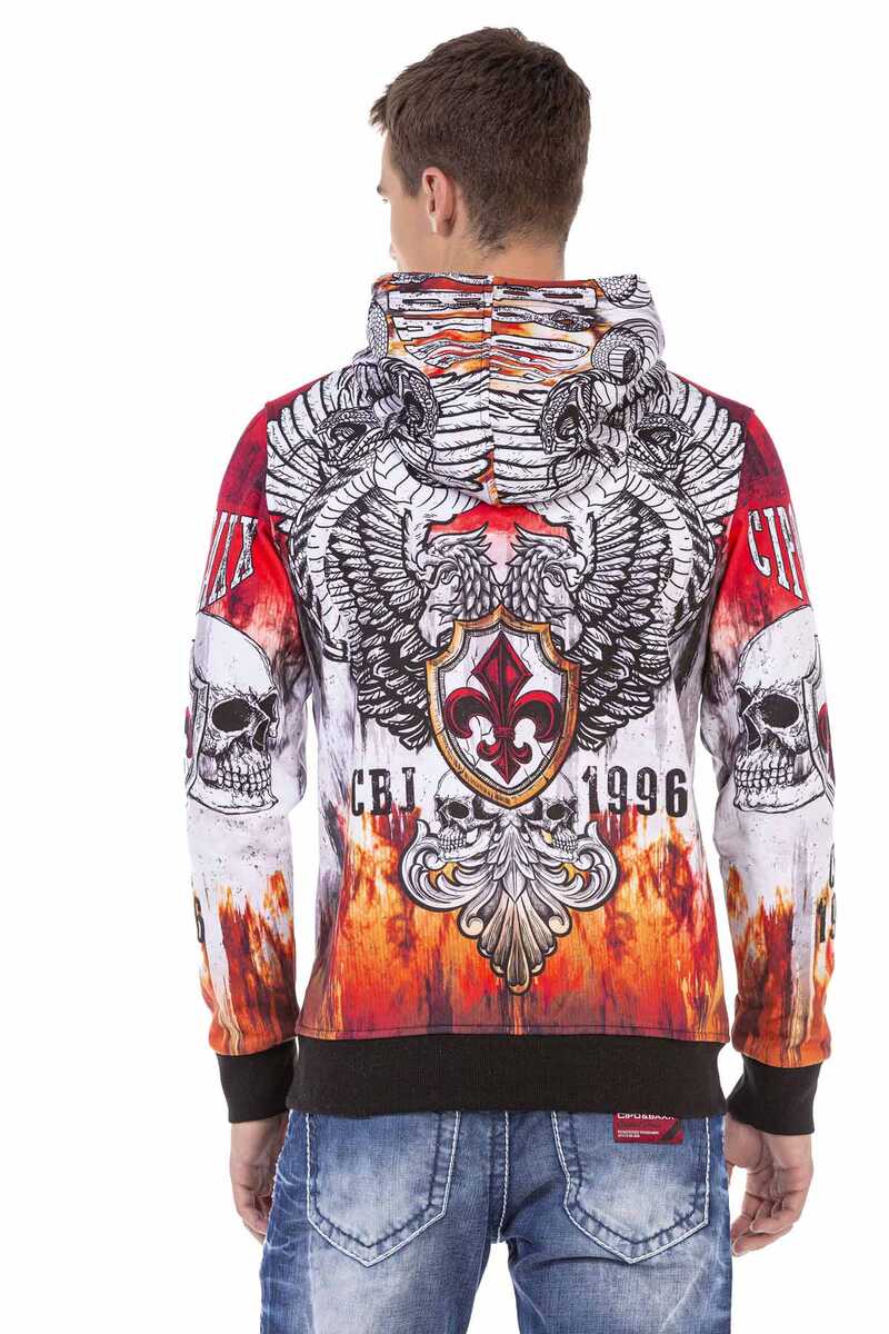 CL469 Herren Kapuzensweatshirt mit coolem Allover-Print