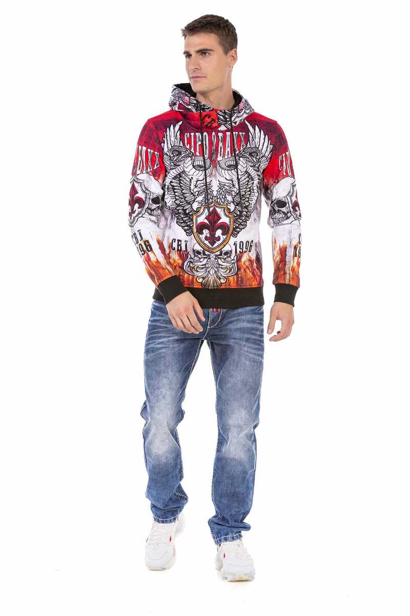 CL469 Herren Kapuzensweatshirt mit coolem Allover-Print